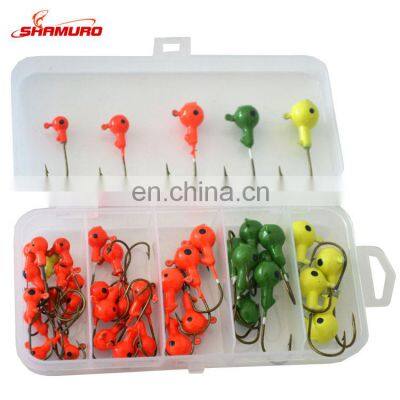 44pcs/set Jig Head Fishing Hooks High Carbon Steel Lead Head Lures Fishing Hooks Set With Box