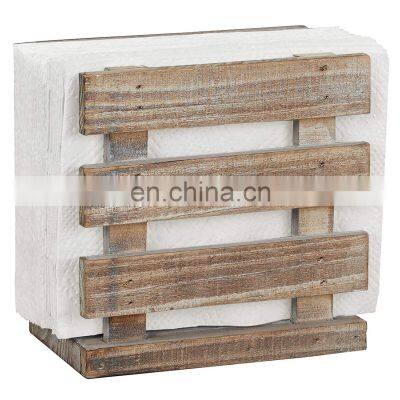 Homeuse Brown or  White Color Wooden Tabletop Napkin Holder Paper Napkin Storage Dispenser 5.5x5.5x3 inches