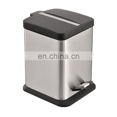 Bathroom Color Plastic Lid Waste Bins Powder Coating Metal Waste Bin Body Square Stainless Steel Pedal Bin