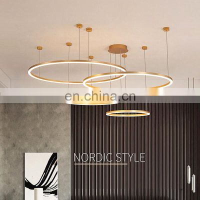 Hot Sale Residential Living Room Decoration Rings Acrylic Modern LED Chandelier Lamp