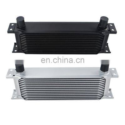AUSO Universal 13 Rows Oil Cooler Kit Oil Filter Sandwich Adapter With Nylon Stainless Steel Braided AN10