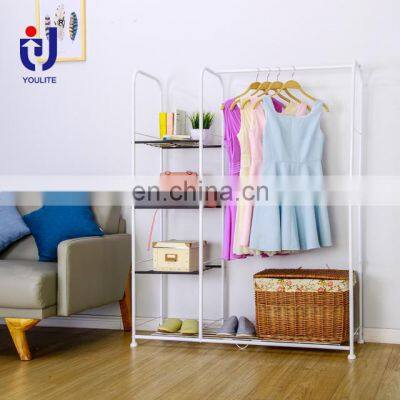 Portable free standing clothes rack storage closet garment shelf