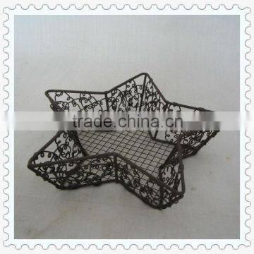 storage handmade iron wire wicker star shaped baskets