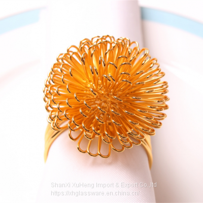 Factory Wholesale Handmade Wire Ball Napkin Ring Bayberry Shape Metal Circle For Party photo-2