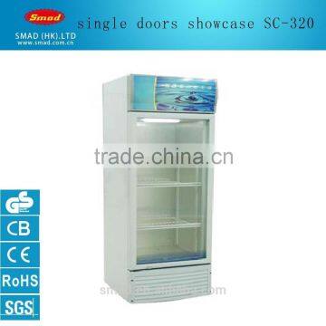 CE-marked SC-320 single door glass display showcase for beverage china manufactuer