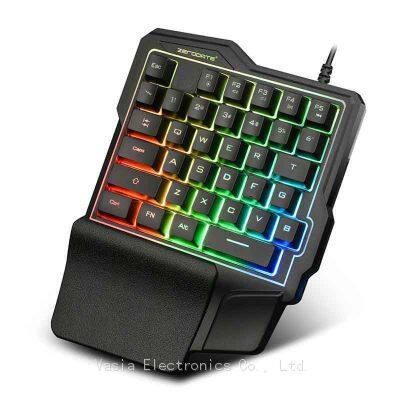 Hot selling One-handed 35 keys left hand USB Wired RGB light gaming keyboard For Ps4