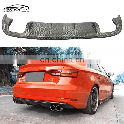 For Audi A3 Rear Valance Diffuser Rear Bumper Lip Carbon Fiber  8V Dynamic Sedan 4-Door