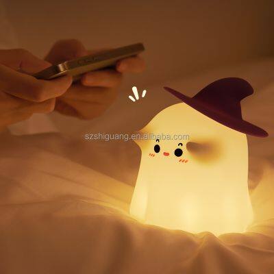 Cute Cartoon USB Bedroom Bedside kids Baby Care Feeding Sleep Silicone Lamps Ghostess Pat Silicone Lighting For Halloween Gift