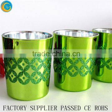 2016 Newest Morden Green Glitter Design Glass Votive Candle Cups Glass Jars for Candle Making Wholesale Home Decorate photo-3