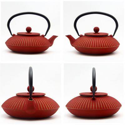 800ml Free Handmade Samovar Cast Red Mini Iron Teapot Cast Iron Kettle Teapot Tea Set Rom Clay Ename photo-2