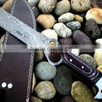 udk h5" custom handmade Damascus hunting knife with beautiful colored sheet