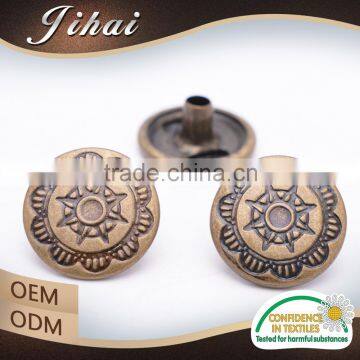 Antique Brass Fasterners Round Stock Metal Custom Snap Button photo-4