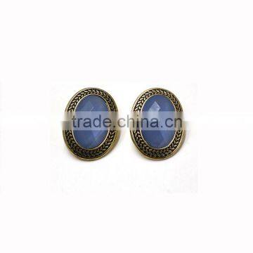 Retro Oval Crystal Jewelry Gold Lace Texture Women Stud Earrings photo-2