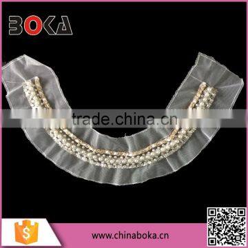 BOKA New Arrival pearl beads neckline,embroidery collar with mesh applique