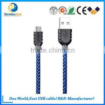 Remax High Quality Nylon Braided USB 2.0 Micro USB Data Cable For Samsung and other Android mobile phone