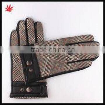 Ladies fashion knitting crochet stitching leather gloves