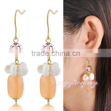 Ladies crystal 18k gold jewelry druzy earrings