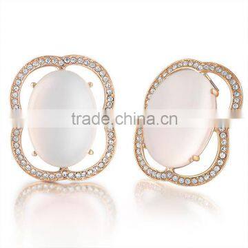 Girls bean shaped crytal stud gold cheap china earrings