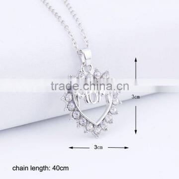 New Design Silver Alloy Heart Crystal Necklace Fashion Jewelry for Mother's Day photo-2