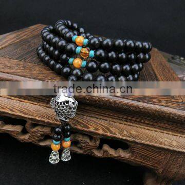 6mm Tibetan Buddhism 108 Black Sandalwood Prayer Bead Mala Necklace photo-2