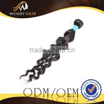 Indian Human Hair Extensions Black Color French Curl Hair Weaving