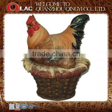 garden hen in henroost with welcome board statue resin decoration