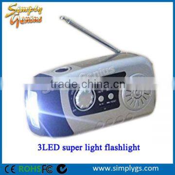 (#1 hand crank radio) 2000mah solar hand crank usb mains dynamo led flashlight