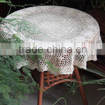 2015 Spring elegant natural handwork crocheted table cloth from China 100% cotton