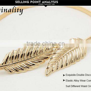 Fashion Women Metal Leaves Elastic Stretch Waist Belt Strap Cummerbund Waistband photo-6