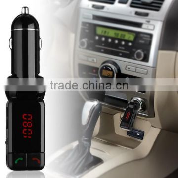 Factory Price Wireless LCD Bluetooth Car Kit 12V MP3 Player Dual USB Charger Handsfree Modulator LCD FM Transmitter