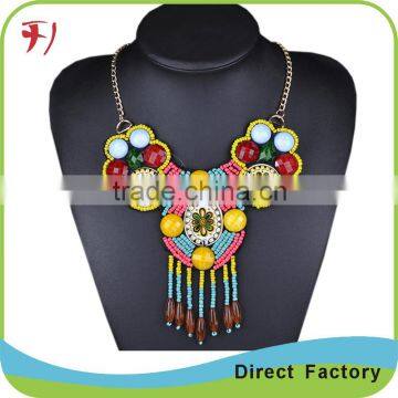 Cute Girl Shiny Gold Brown Resin Bead Necklace