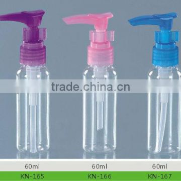 Wholesale!60ml transparent pet lotion pump bottle/ shampoo pump bottle with sprayer