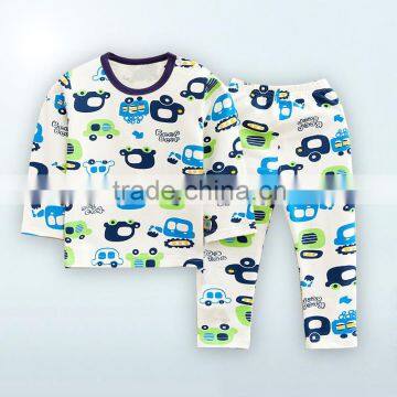 2016 spring 2PCS car Printed Long Sleeve Newborn Baby clothes Cotton Night Suits