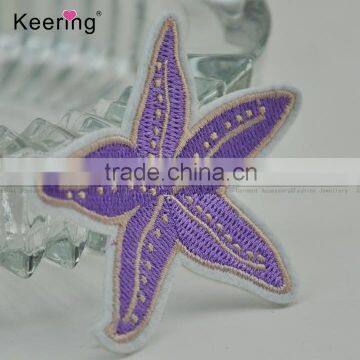 purple embroidery starfish patch for jeans and clothes WEF-064