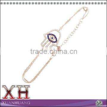 Wholesale Sterling Silver Cubic Zirconia Pear-shape Evil Eye Bracelet