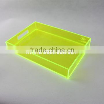 Colored square acrylic serving tray for hotel