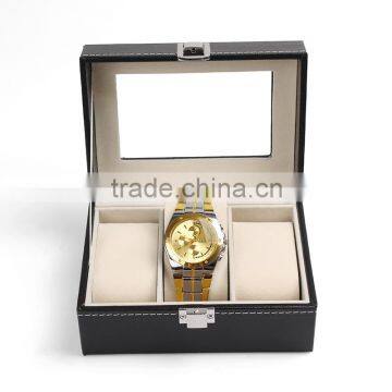 Different Grids Luxury Black Leather Watch Storage Box photo-2