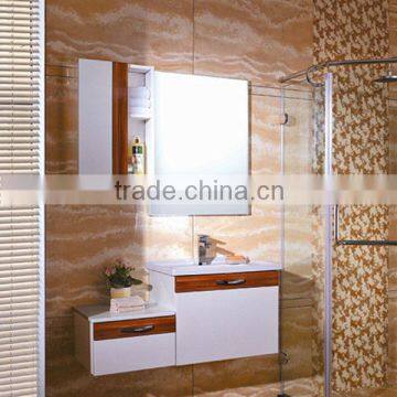High gloss lacquered Bathroom Cabinet with Mirror and White Basin(Best quality and competitive price)