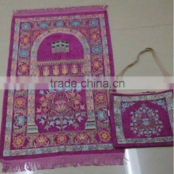 high quality chenille muslim mat and carpet with bag new design