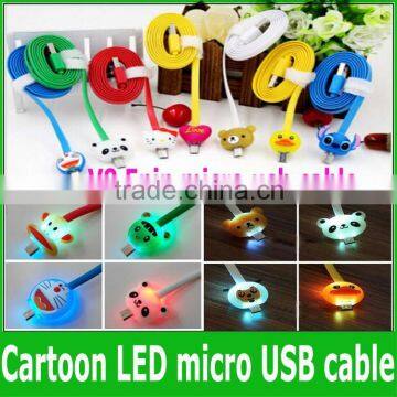 Colorful v8 5pin micro cartoon led micro usb cable for samsung blackberry smartphone (OEM ODM)