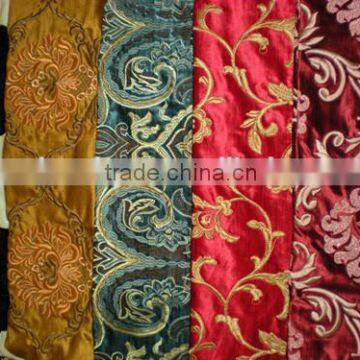 RAYON SLUB EMBROIDERED FABRIC FOR CURTAIN AND SOFA