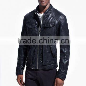 Men Studded Black Leather Jacket With Belt