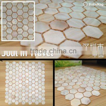 Hexagon fresh water shell mosaics river pearl washroom bathroom wall tile mosaics