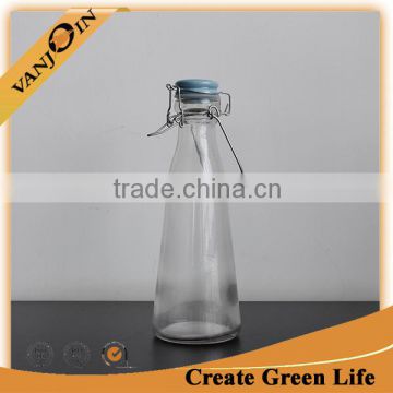 Hot Sale 500ml Glass Juice Bottle With Metal Handle