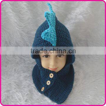 2015 crazy baby winter hat boys crochet dinosaur hooded scarf hat