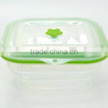 100%food safe collasible mircoware safe food storage ,silicone fresh container,picnic lunch box