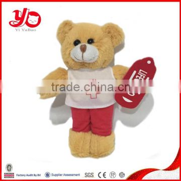 Wholesale custom plush mini brown bear with white T-shirt