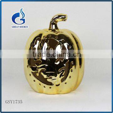 unique golden halloween pumpkin with tealight holder ceramic pumpkin