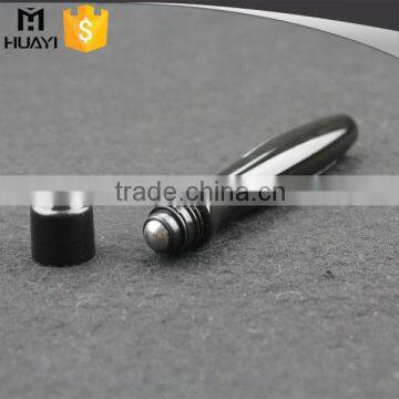 15ml shiny black color metal roll on bottle