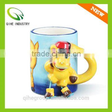 animal print ceramic mug with horse handle for decorative